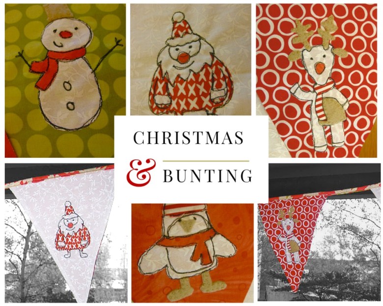 Christmas bunting tutorial - free motion embroidery applique