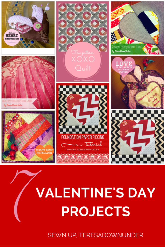 7 Valentine's Day sewing tutorial - patchwork, appliqué, improv patchwork, foundation paper piecing 