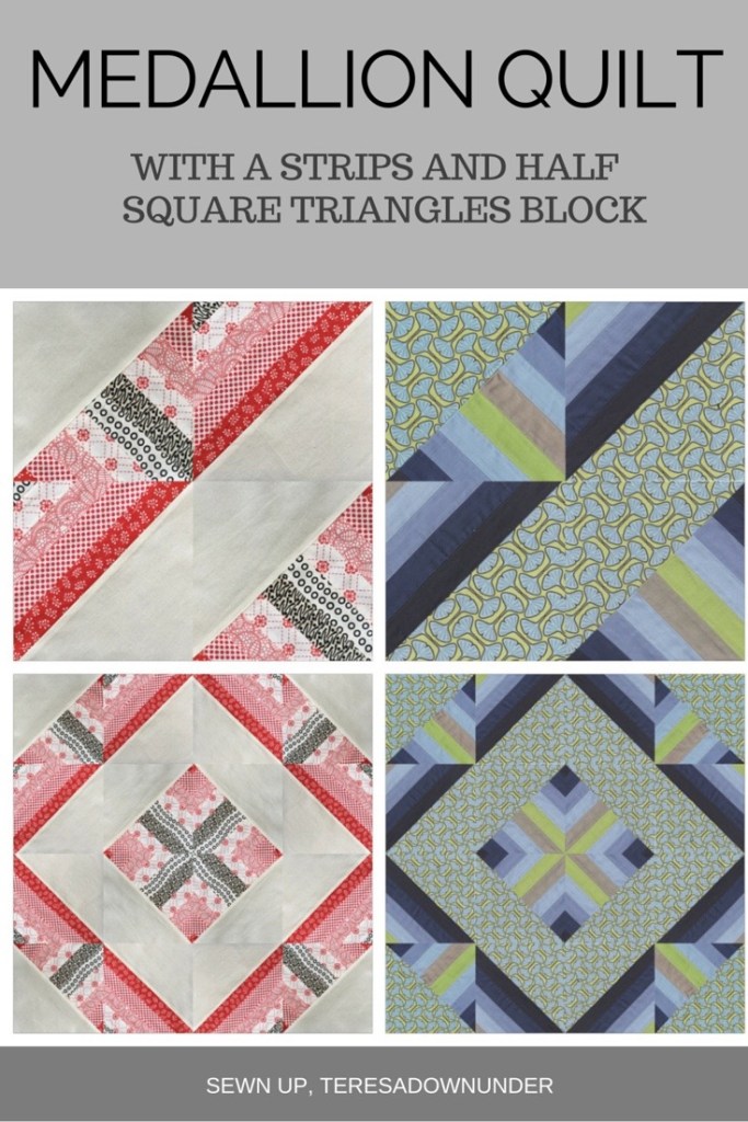 Free pattern: Medallion quilt - with strips and half square triangles block