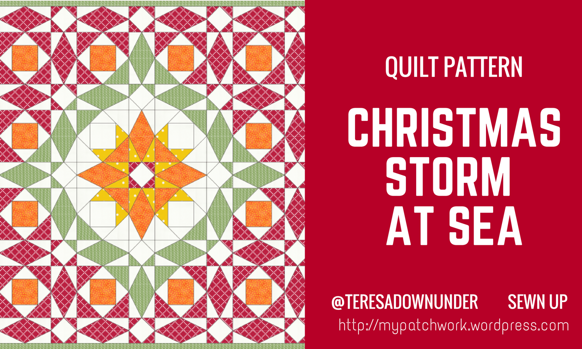TINY quilt pattern: Christmas storm at sea - templates, fabric needs, instructions