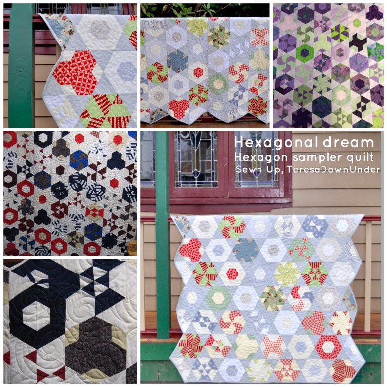 Hexagonal Dream - hexagon sampler quilt pattern - quick and easy quilt pattern