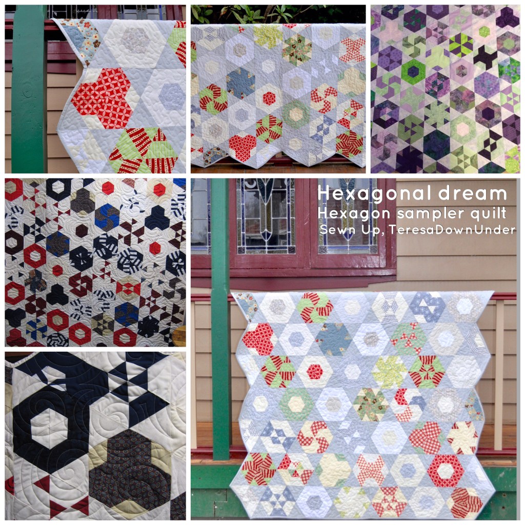 Hexagonal Dream - hexagon sampler quilt pattern - quick and easy quilt pattern
