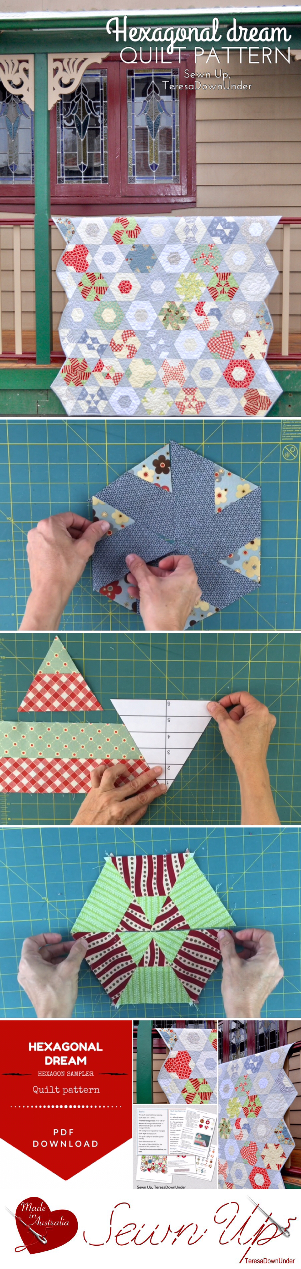 Quilt pattern: Hexagonal dream: hexagon sampler