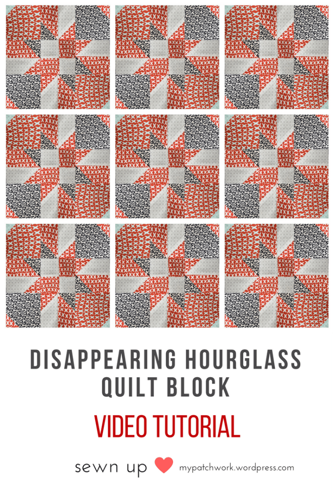 2-minute video tutorial: Disappearing hourglass quilt block - variation 2
