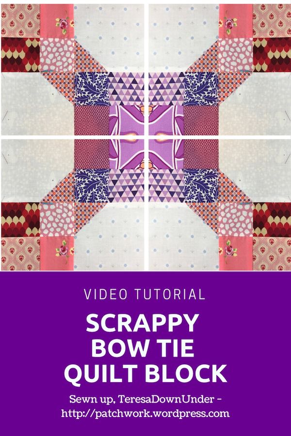 Scrappy bow tie quilt block video tutorial