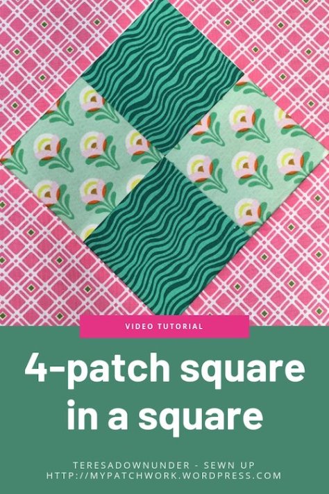 4-patch square in a square quilt block video tutorial