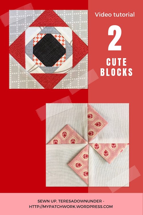 2 cute quilt blocks: prairie points pinwheel and simple pinneapple block