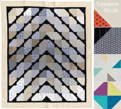 Turnabout patchwork, Quarter Snowball quilt block
