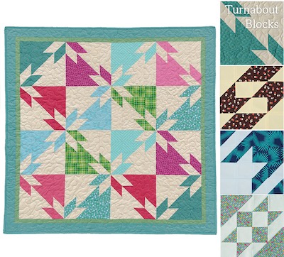HST and squares quilt block, Turnabout patchwork book