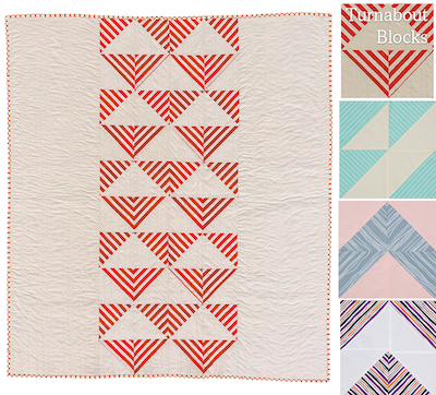 Turnabout patchwork book - striped fabric block