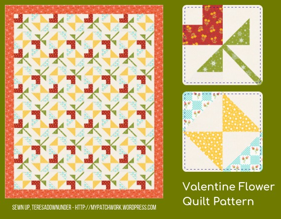 Valentine flower quilt pattern
