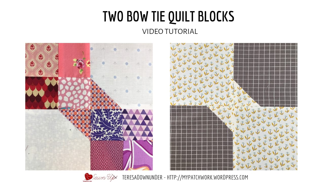 Two bow tie quilt blocks video tutorial