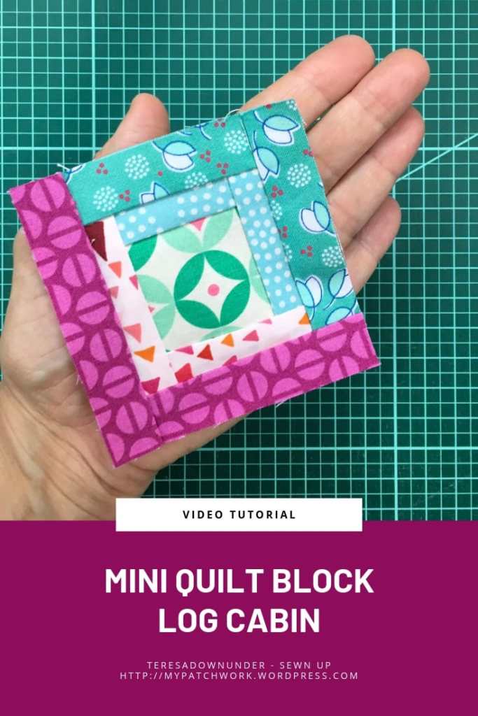 Mini quilt block: Log cabin - video tutorial