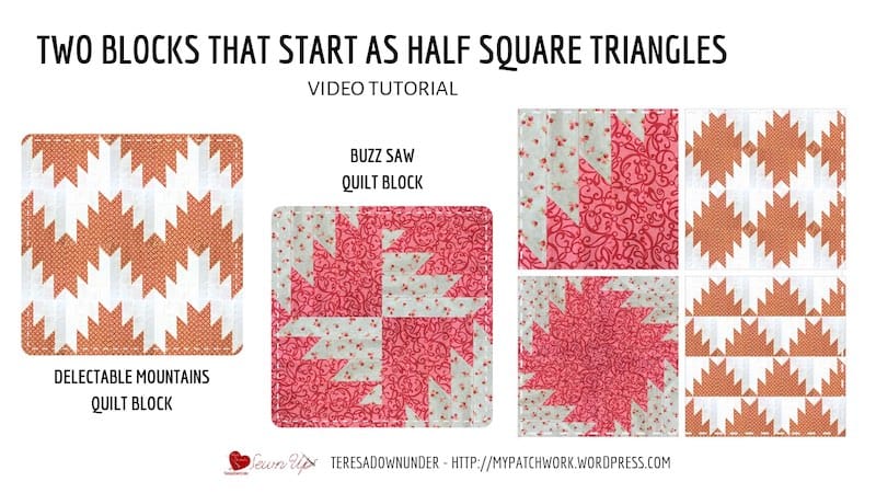 Two blocks that start as half square triangles (HSTs)