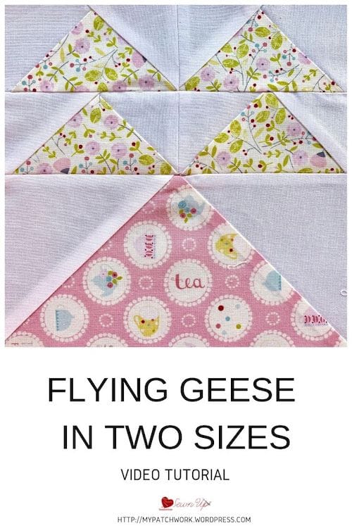No waste flying geese quilt block in 2 sizes