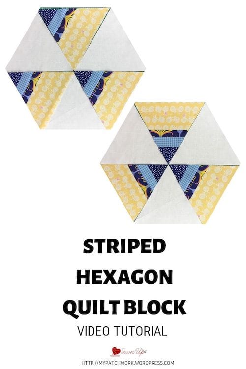 Striped hexagon quilt blocks