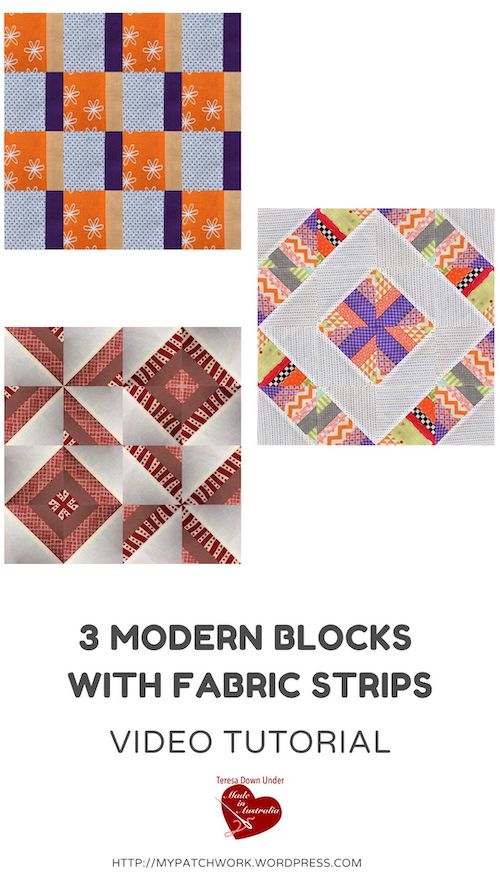 3 modern blocks with fabric strips video tutorial
