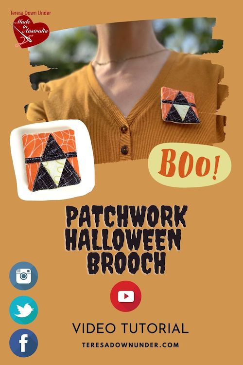 Patchwork Halloween Brooch video tutorial