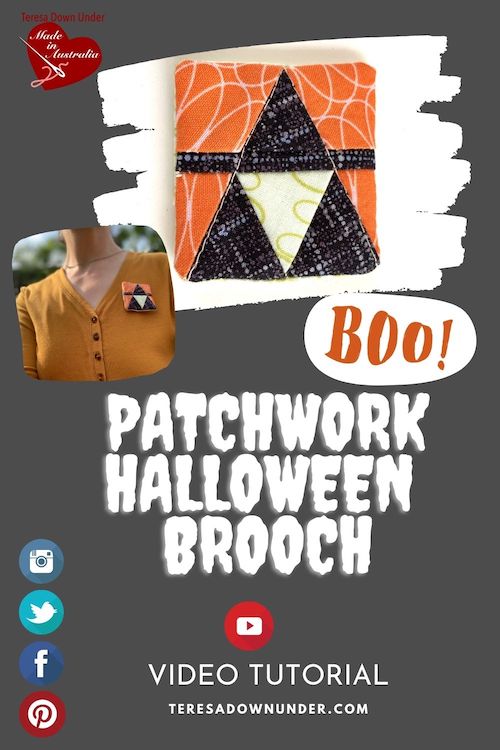 Halloween patchwork brooch video tutorial