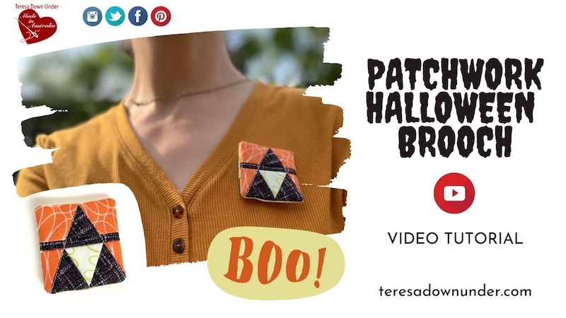 Patchwork Halloween Brooch video tutorial