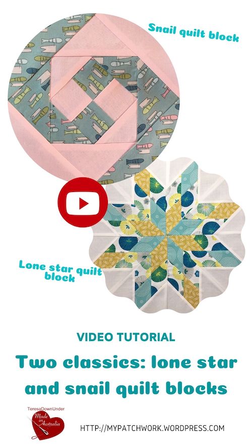 Two classic blocks: lone star and snail quilt blocks video tutorial