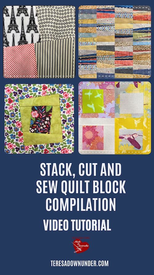 Stack, cut and sew quilt block compilation video tutorial