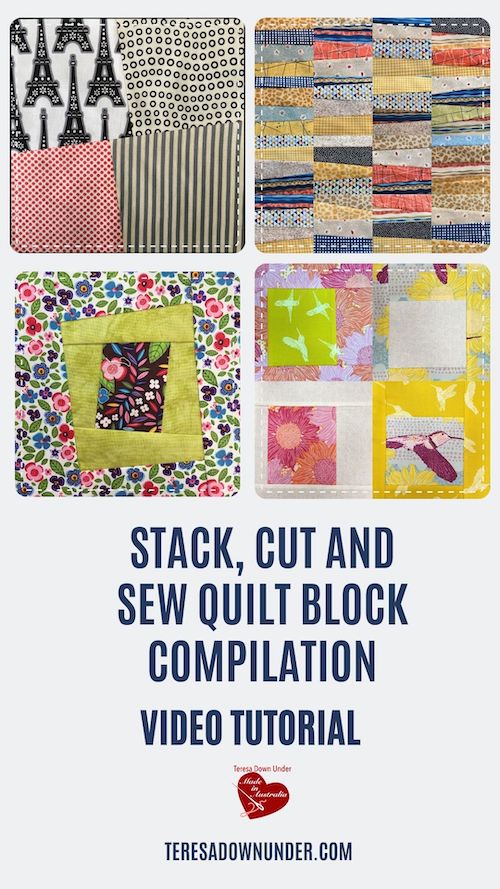 Stack, cut and sew quilt block compilation video tutorial