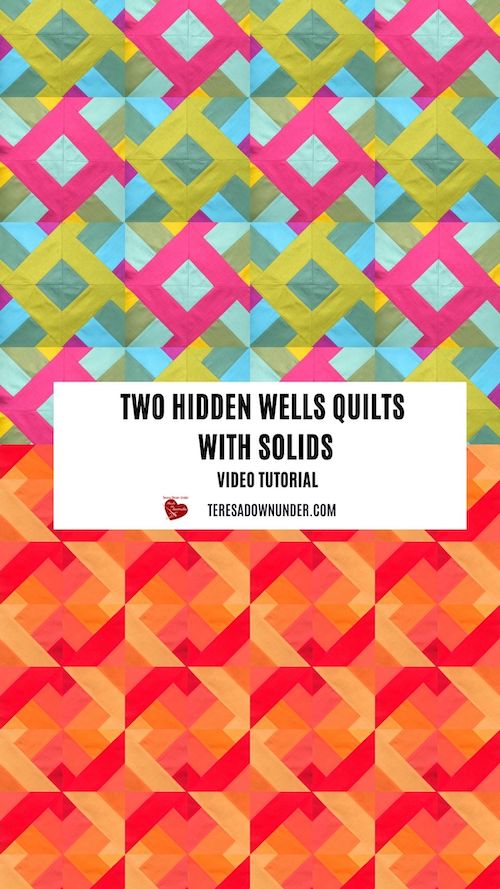 Two hidden wells quilts with solids - video tutorial