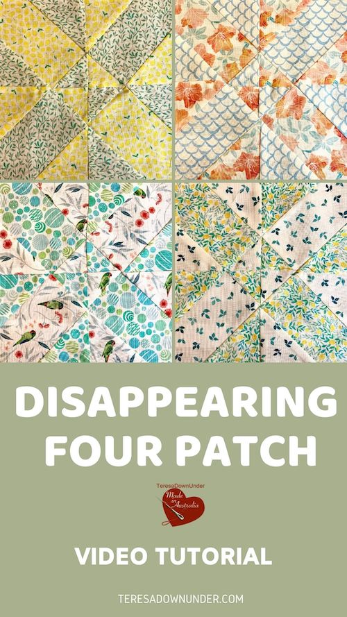 Disappearing four patch quilt block video tutorial