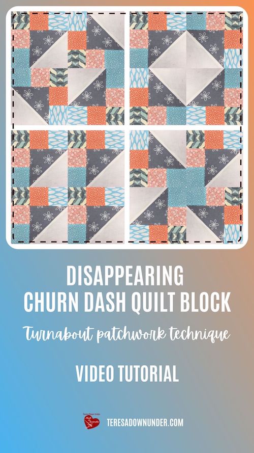 Disappearing churn dash quilt block video tutorial