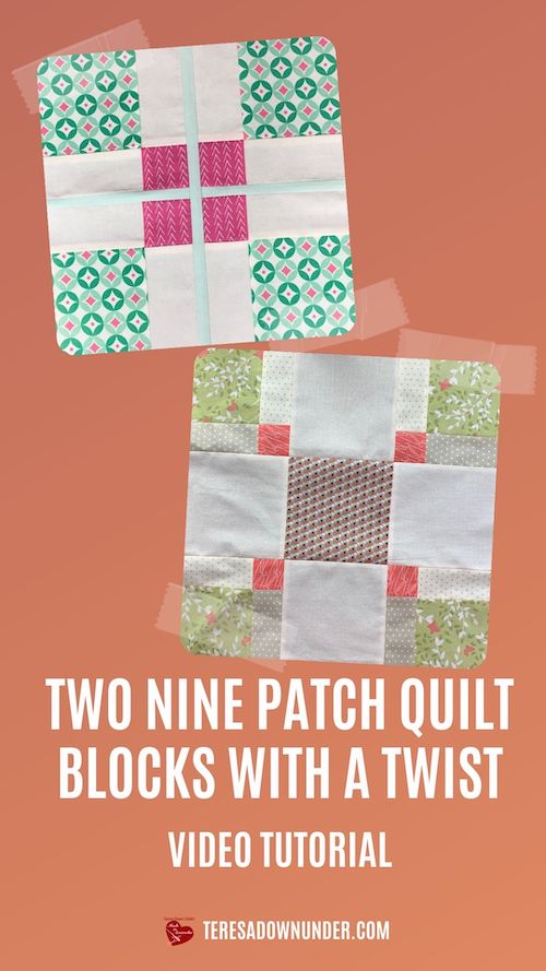Two nine patch quilt blocks with a twist