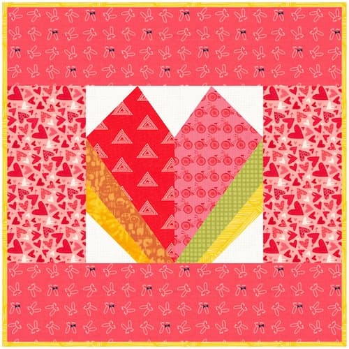 Strippy heart quilt block