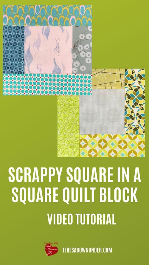 Scrappy square in a square quilt block