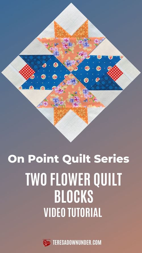Two flower quilt blocks on point