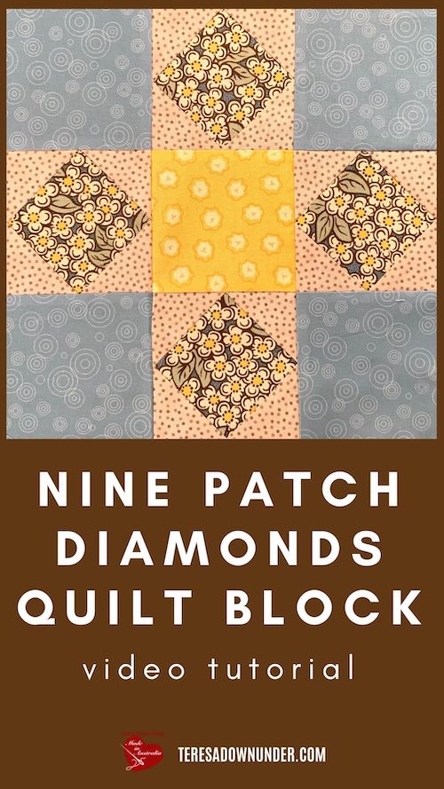 Nine patch diamonds quilt block video tutorial