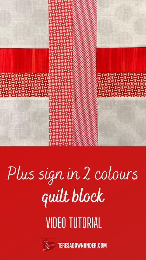 Plus sign in 2 colours quilt block