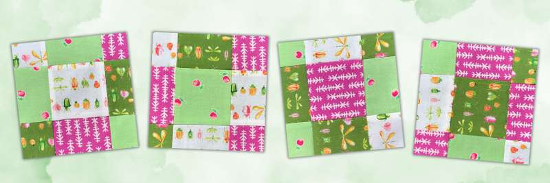 Improv nine patch quilt block