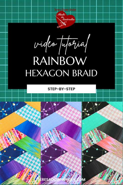 Rainbow hexagon braid block