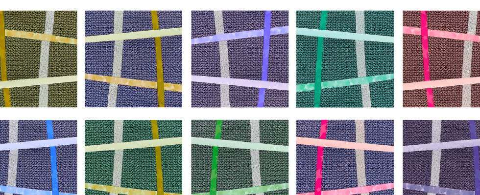 Improv block with fabric strips