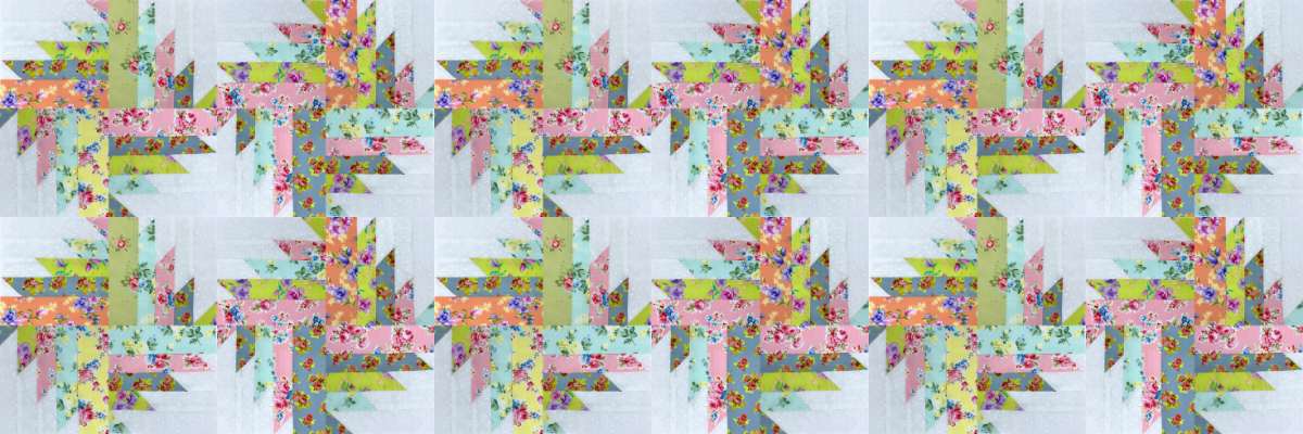 Scrappy buzzsaw quilt block