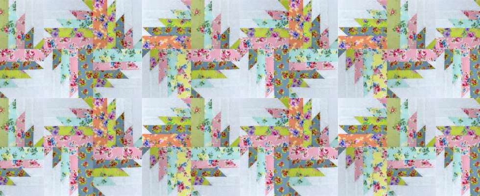 Scrappy buzzsaw quilt block