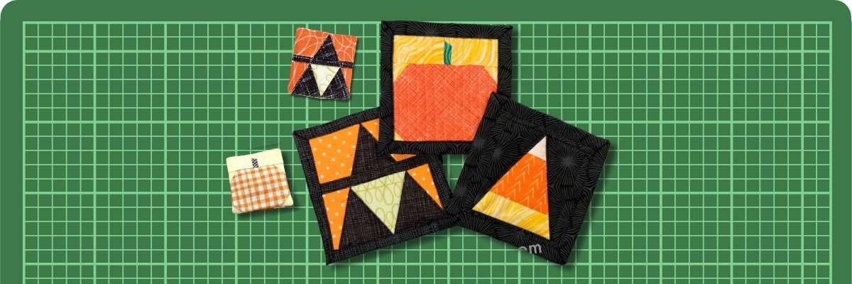 Learn to piece miniature blocks with FPP and two ways of binding your quilted item