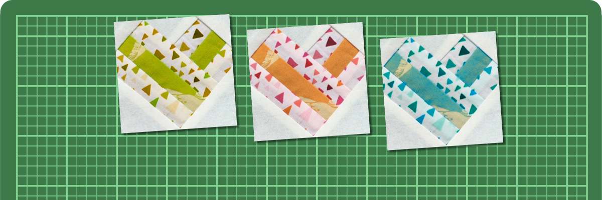 3" heart quilt block