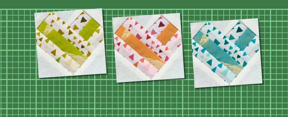 3" heart quilt block