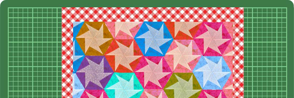 Hexagon with 2 fabric strips