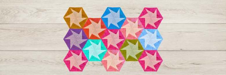 Hexagon with 2 fabric strips