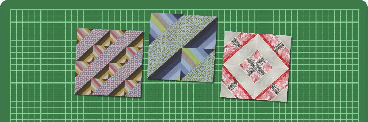 Half square triangle with 10 fabric strips