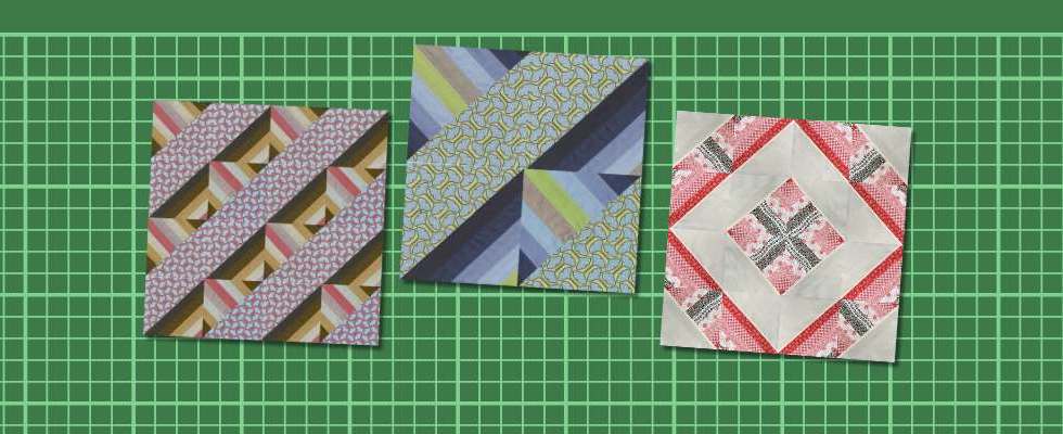 Half square triangle with 10 fabric strips