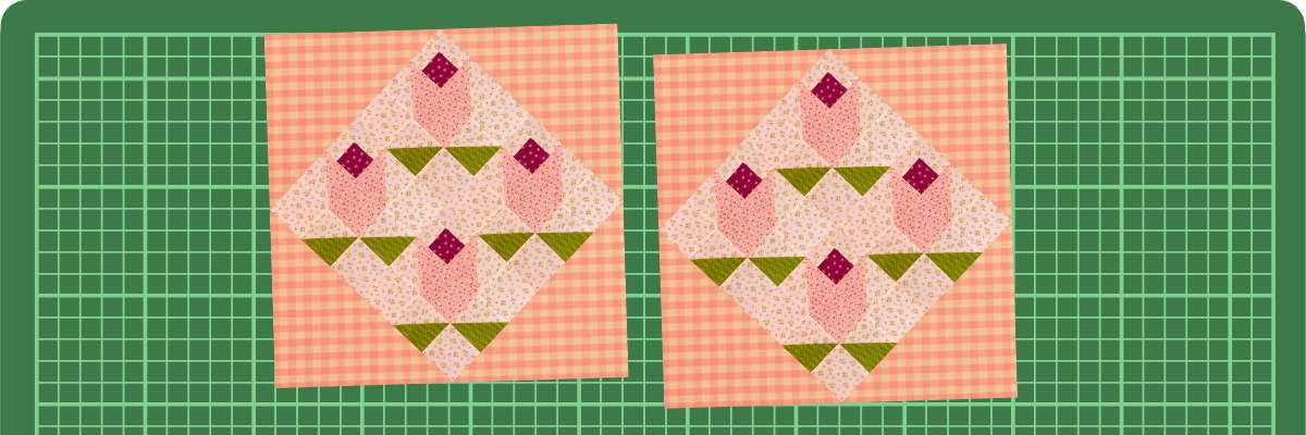 How to make a Rose bud block on point