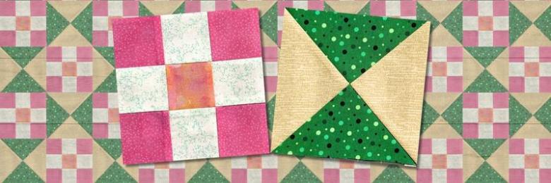 Two quilt series: Nine patch and hourglass quilt blocks